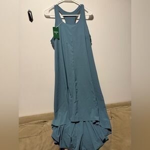 Women’s Medium Halara Backless Racerback Side Pocket Flowy Midi Quick Dry Dress